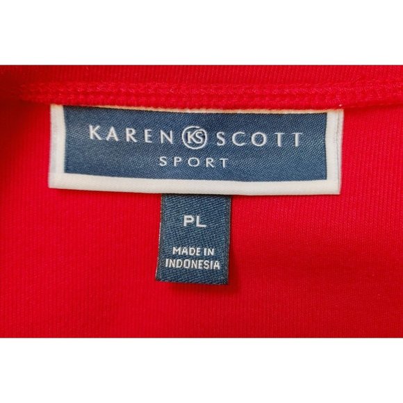 Karen Scott Sport Womens Petite L Red White Blue Embellished Striped Top Sweater - Picture 3 of 4